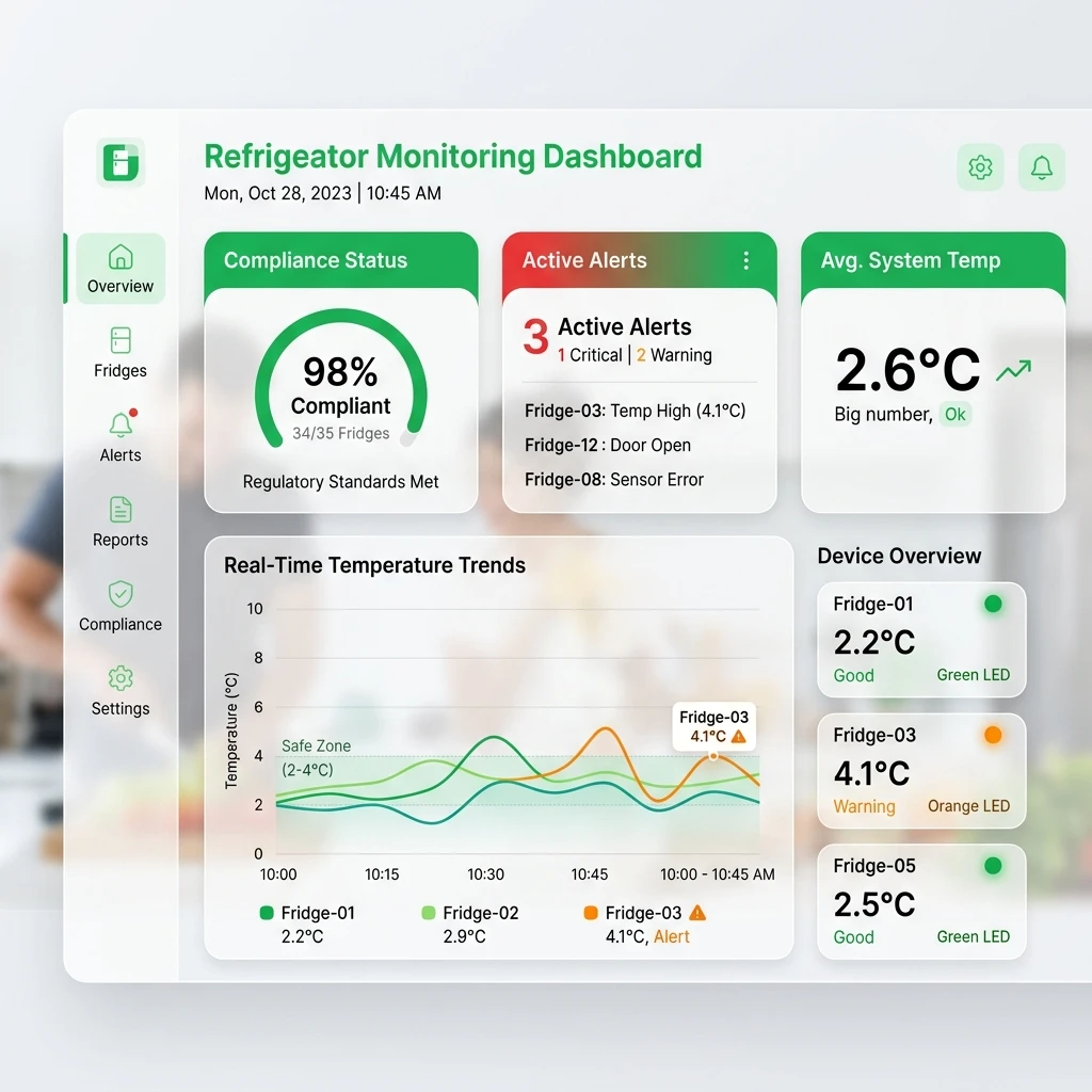 Refrigerators Temperature Monitoring Solution Dashboard